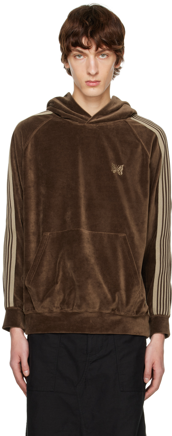 Brown Embroidered Track Hoodie