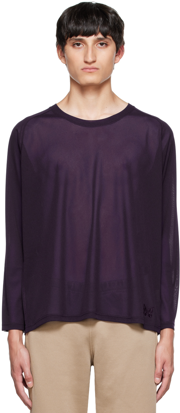 purple mesh long sleeve top
