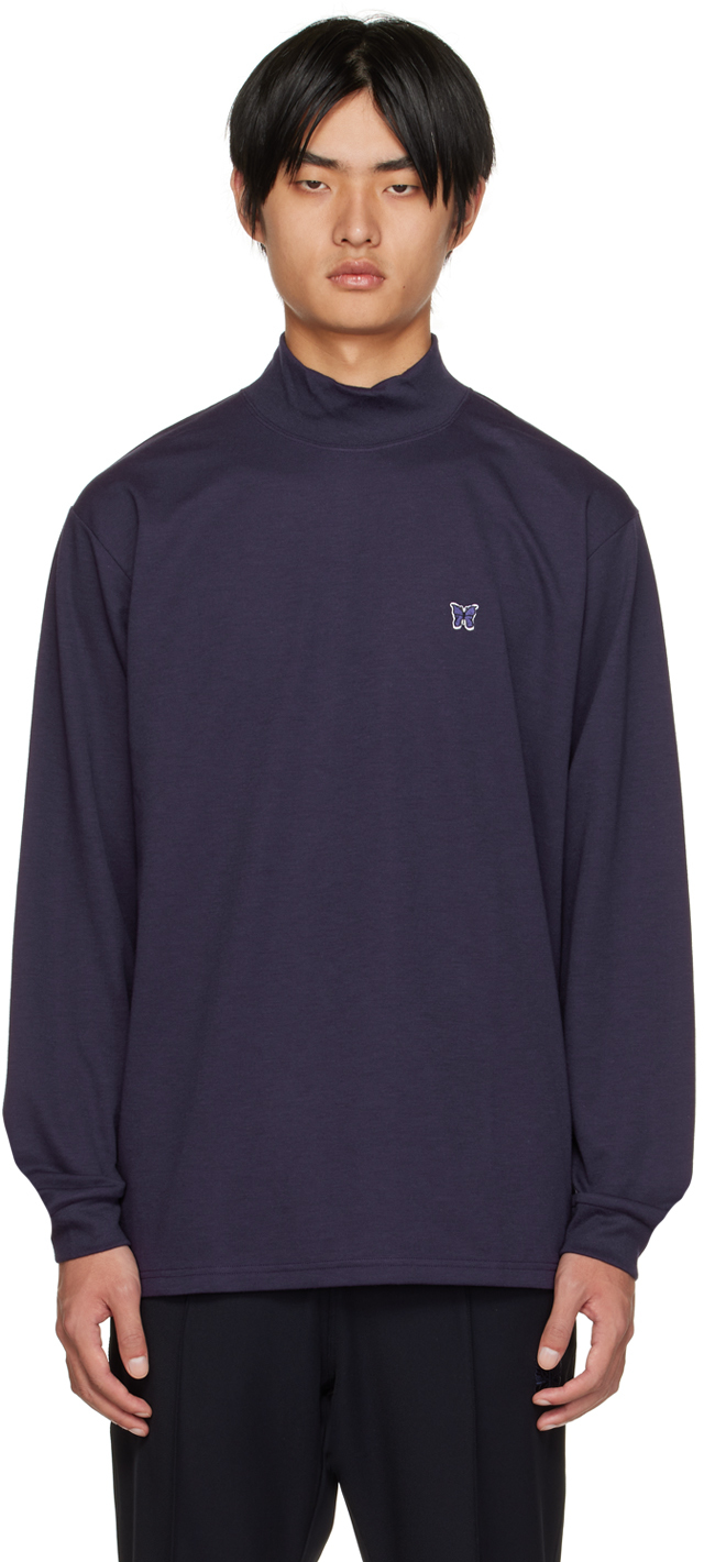 NEEDLES Purple Mock Neck Long Sleeve T-Shirt