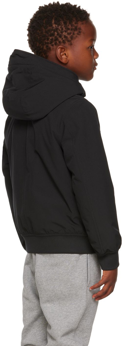 Stone Island Kids Black Soft-shell-r Jacket In V0029 Black