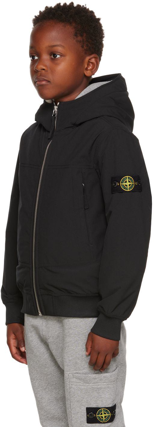 Stone Island Kids Black Soft-shell-r Jacket In V0029 Black