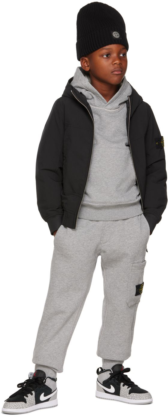Stone Island Kids Black Soft-shell-r Jacket In V0029 Black