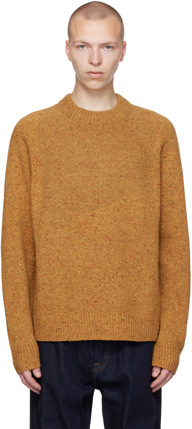 Calvin Klein Regular Fit Merino Wool Crewneck Sweater In Bee Keeper-700zbk