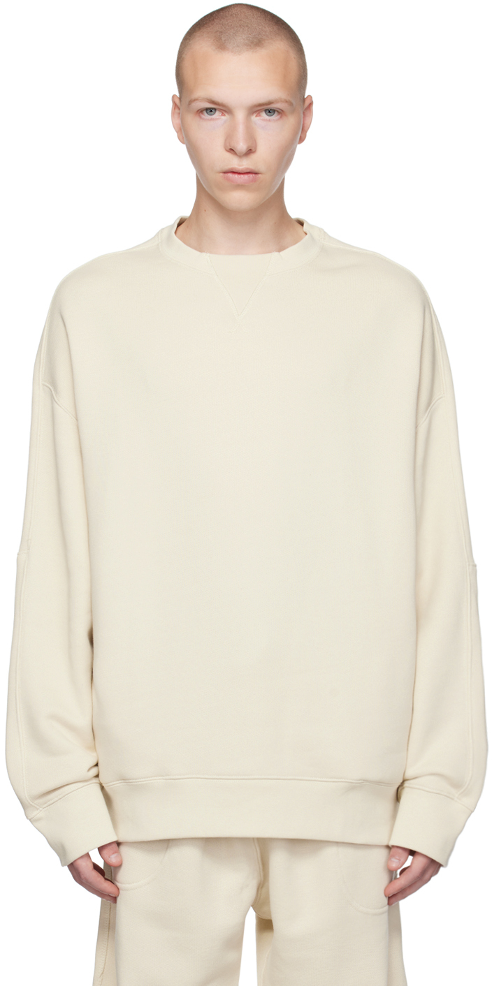 Calvin Klein Off-white Heavyweight Sweatshirt In Bone White-100yae