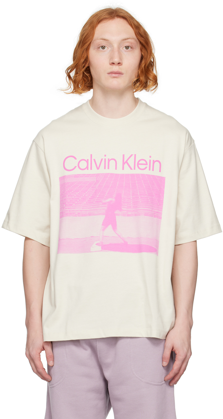 Calvin Klein: Beige Shot Put T-Shirt | SSENSE