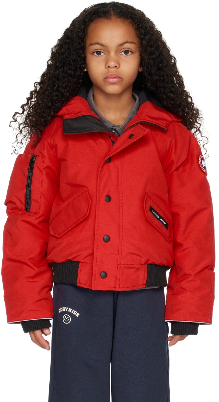 Kids Red Rundle Down Bomber Jacket by Canada Goose Kids | Canada