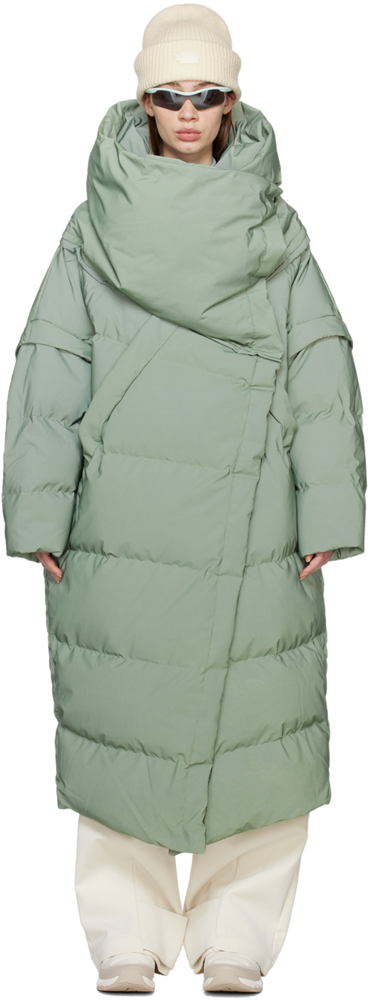 Green Wrap Down Coat by Templa on Sale