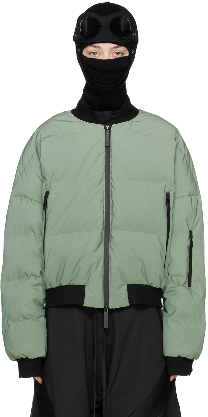 Templa Green Reflective Down Bomber Jacket In Reflective Jade