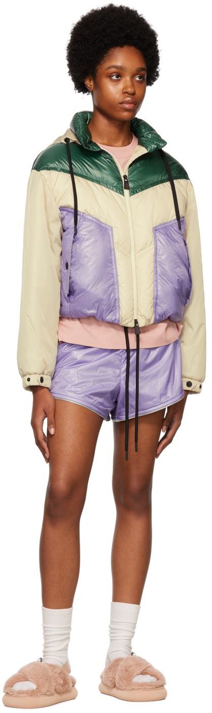 Shop Moncler Off-white Ledi Down Bomber Jacket In P08 White