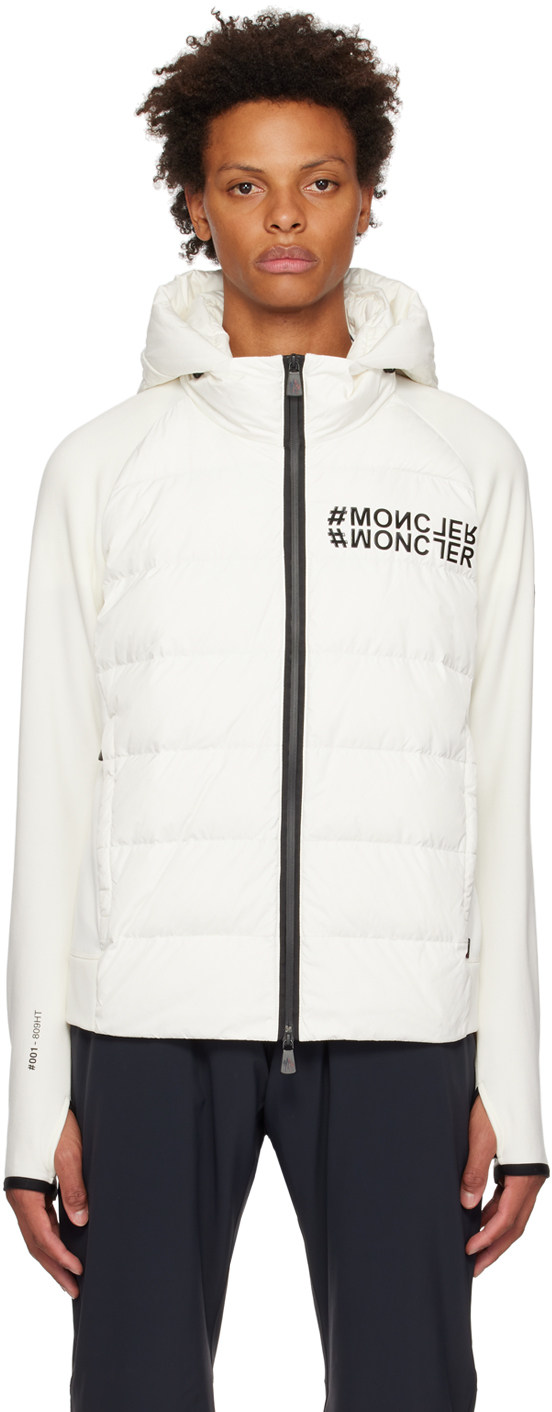 Moncler White Maglia Down Jacket In Cream