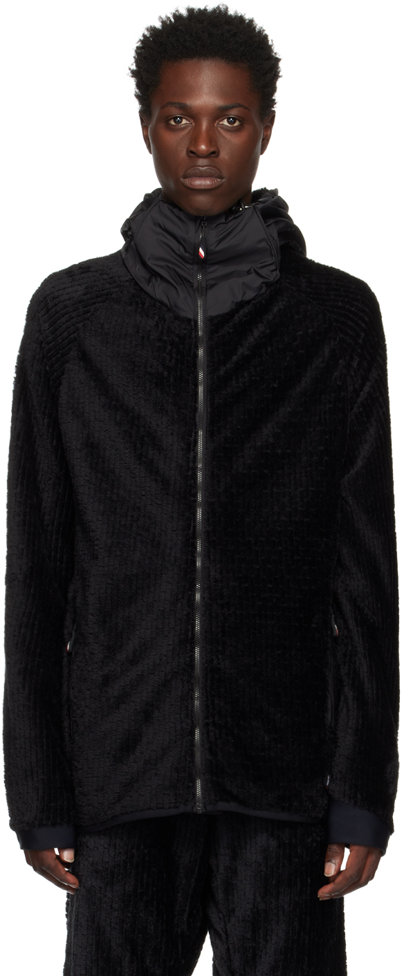 Moncler Black Polartec Jacket In 999 Black