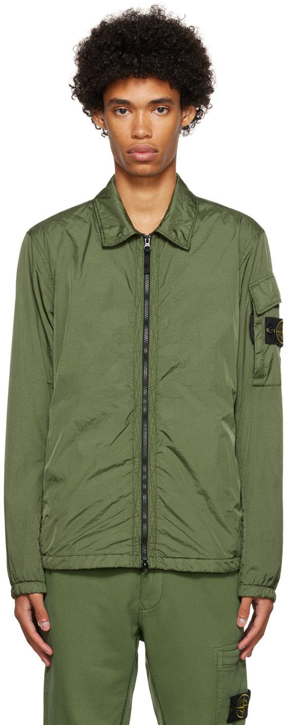koolstof kans Beheren Green Crinkled Jacket by Stone Island on Sale