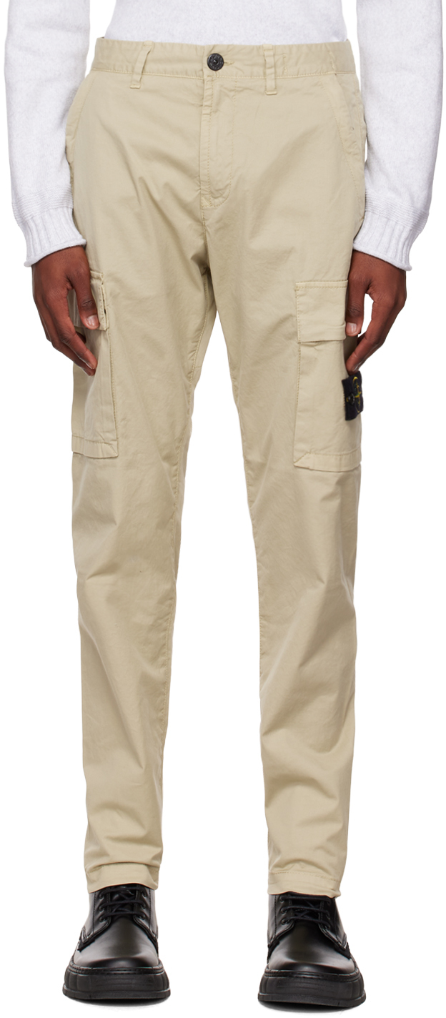 Stone Island: Beige Garment-Dyed Cargo Pants | SSENSE Canada