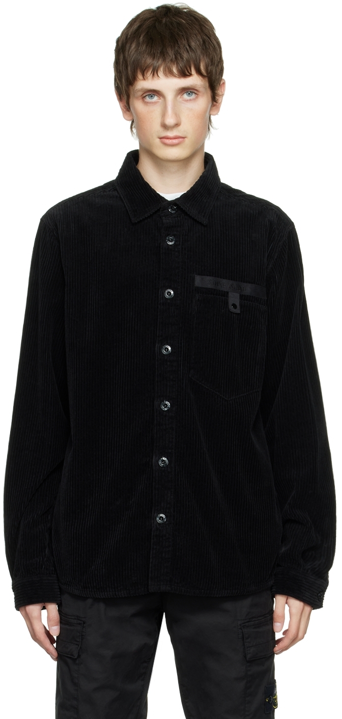 Black Cotton Shirt by Stone Island on Sale