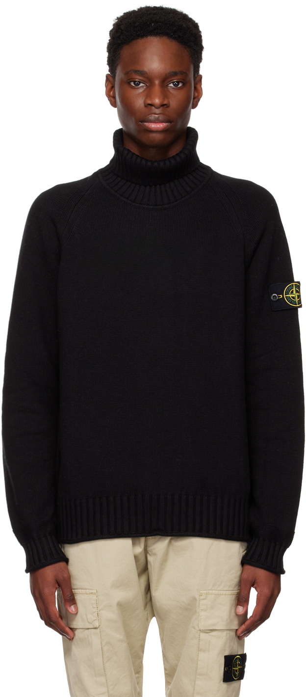 Stone Island: Black Patch Turtleneck | SSENSE