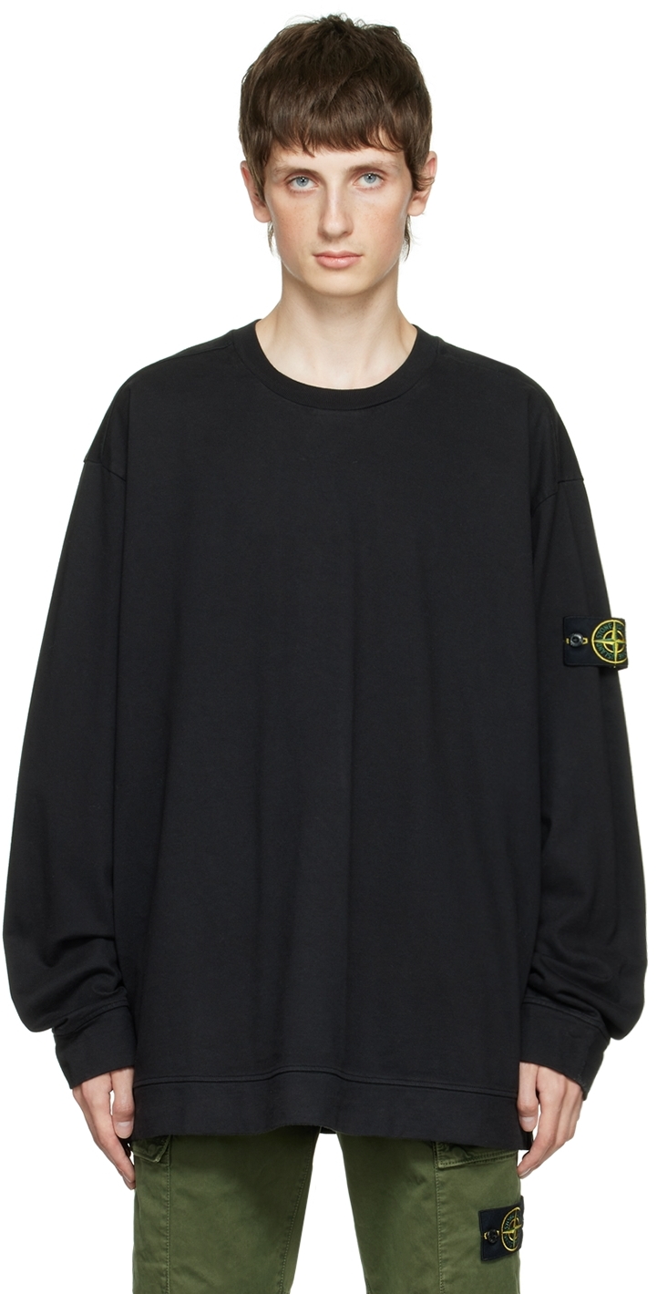 zwart Bestrooi provincie Stone Island: Black Patch Long Sleeve T-Shirt | SSENSE