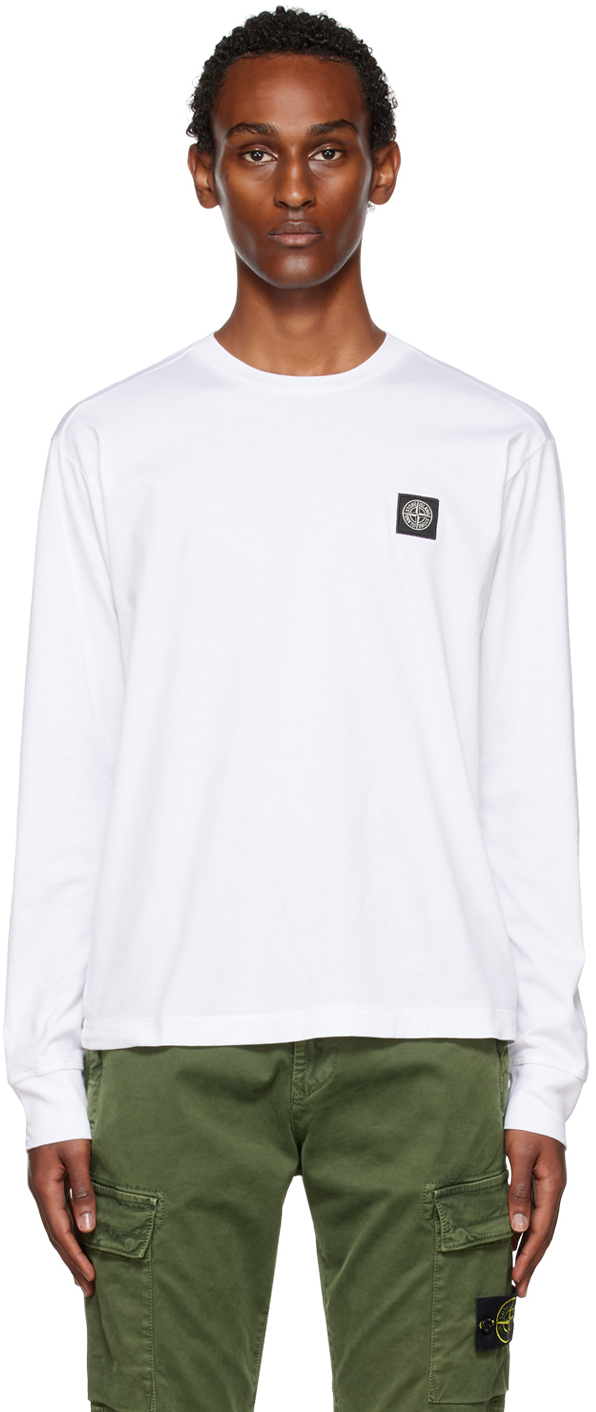 vertegenwoordiger lint Gemaakt van Stone Island: White Patch Long Sleeve T-Shirt | SSENSE
