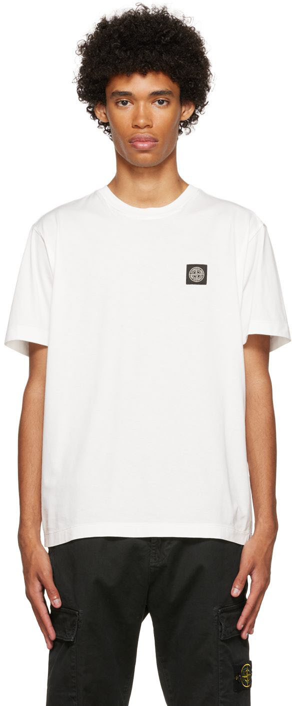 Stone Island: White Patch T-Shirt | SSENSE