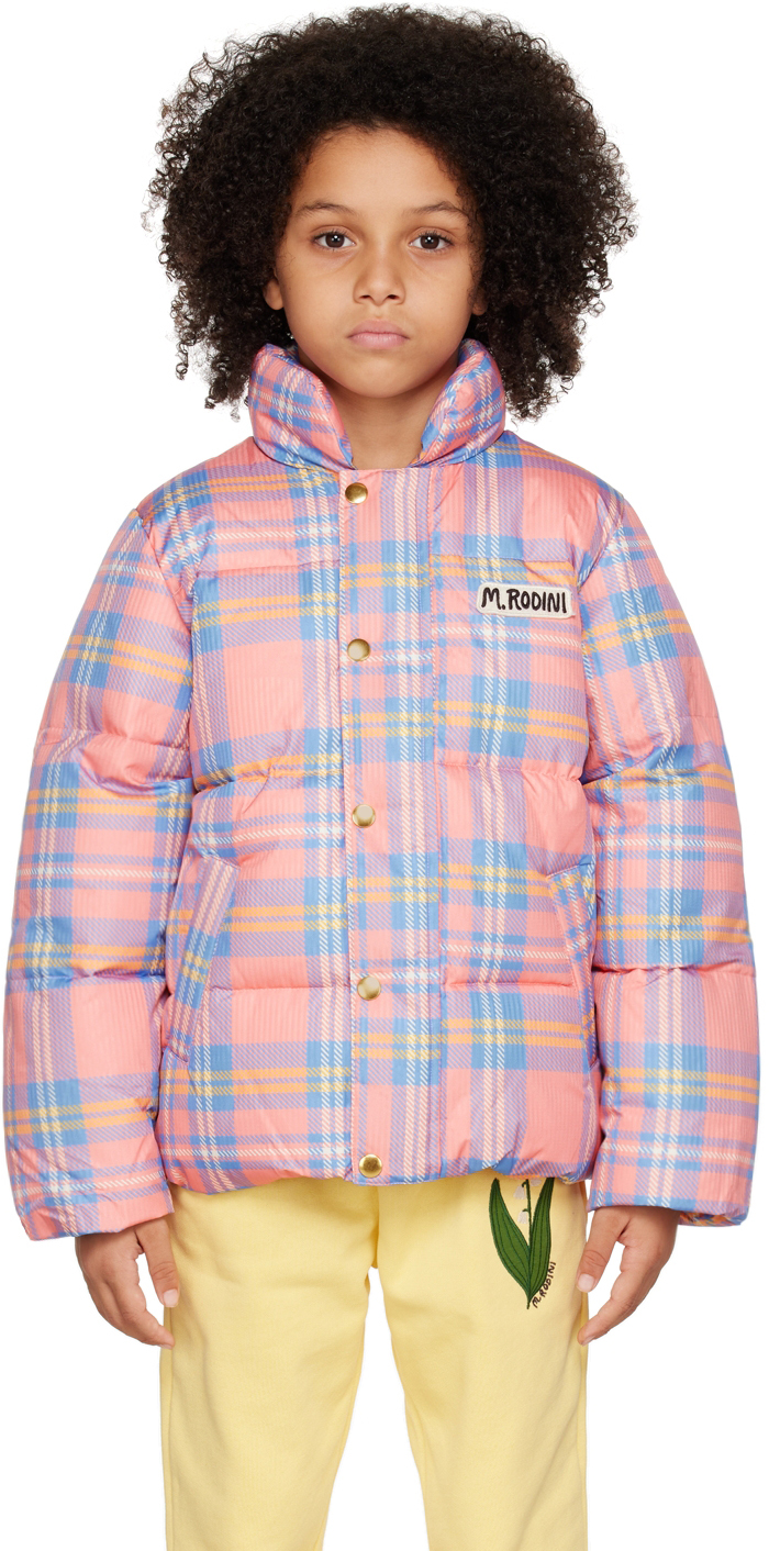 Kids Pink Check Puffer Jacket by Mini Rodini | SSENSE UK