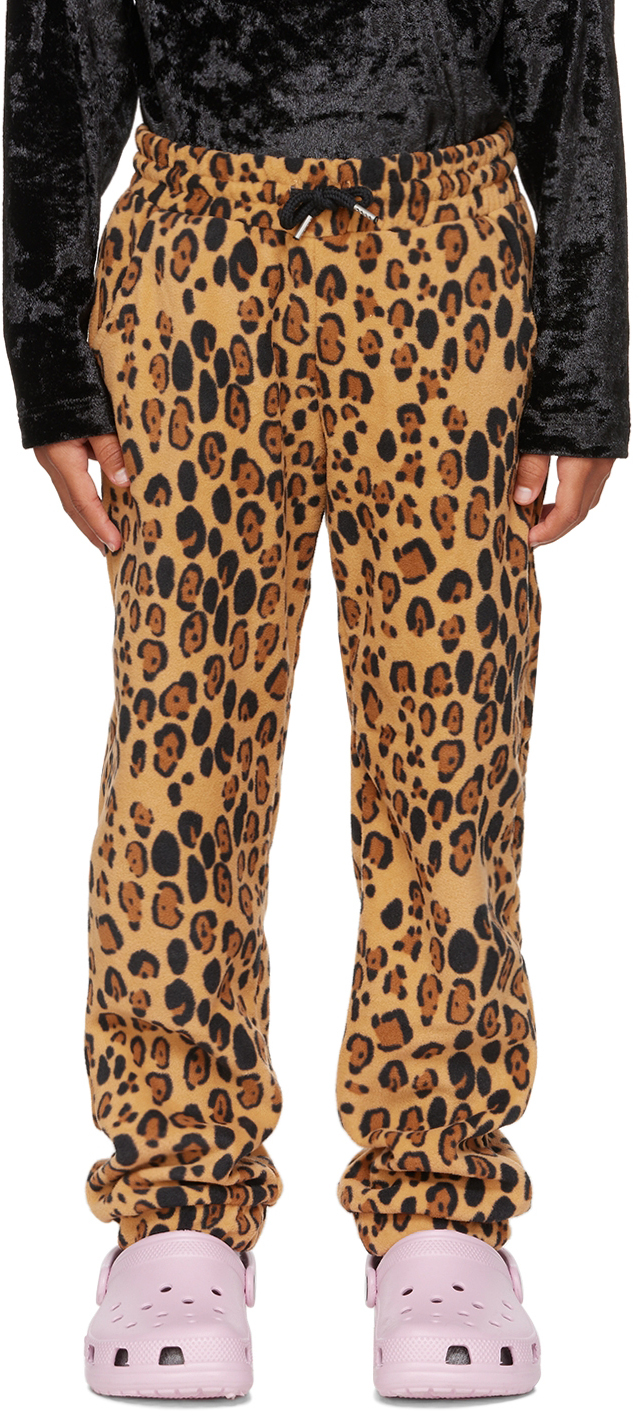 Mini Rodini Kids Brown Leopard Fleece Trousers