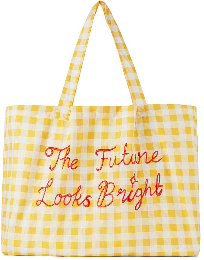 Mini Rodini Kids Yellow Check Beach Bag