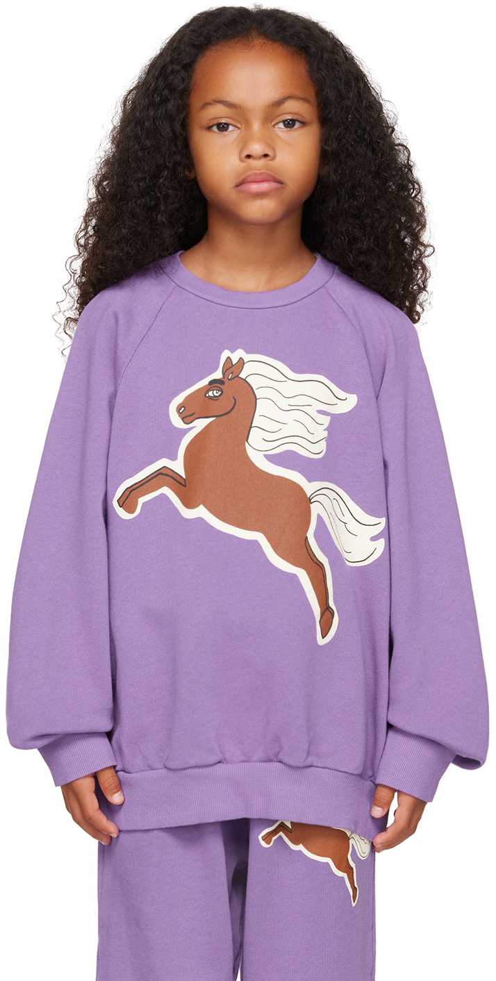 Mini Rodini Kids Purple Horses Sweatshirt