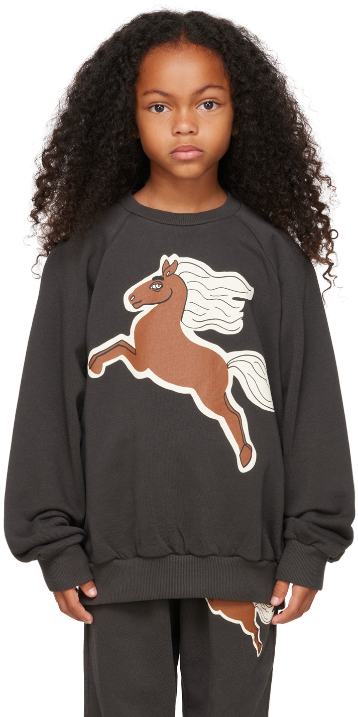 Shop Mini Rodini キッズ｜グレー Horses スウェットシャツ In Black