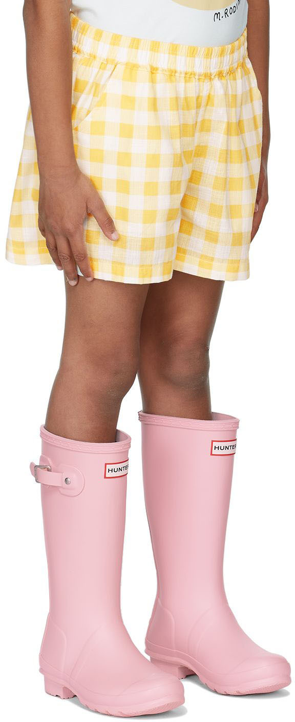 Shop Mini Rodini Kids Orange Chess Check Shorts In Yellow