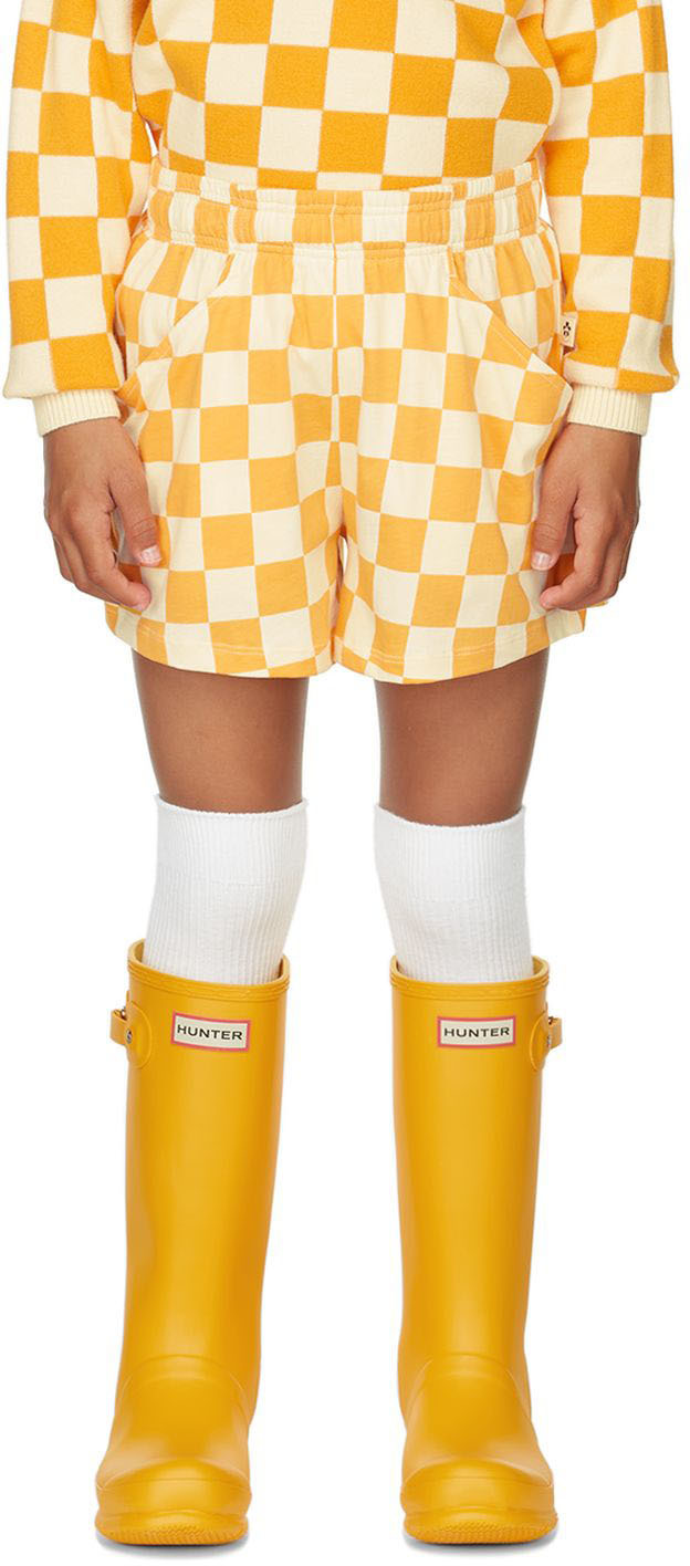Mini Rodini Kids Orange Chess Check Shorts