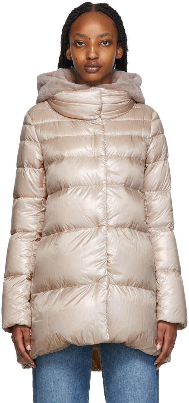 Beige Nylon Down Jacket by Herno on Sale