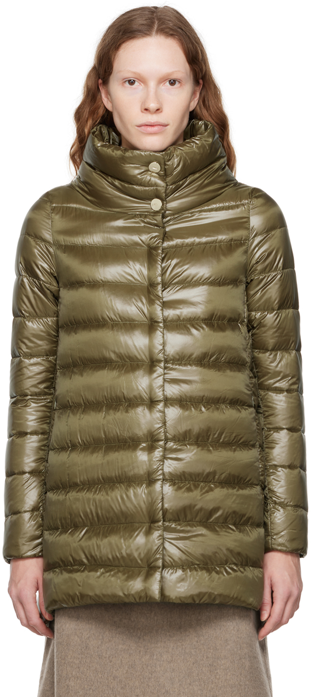 Khaki Amelia Down Jacket by Herno on Sale