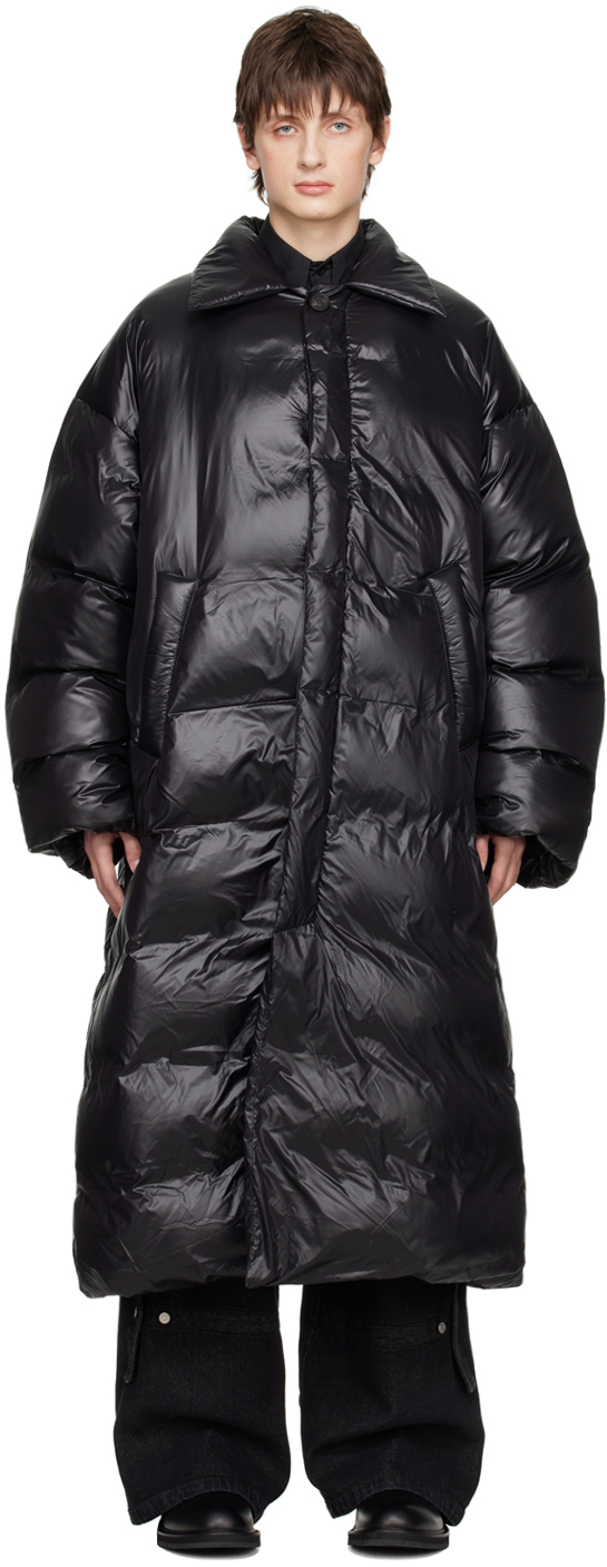 Egonlab Concealed-front Padded Coat In Black