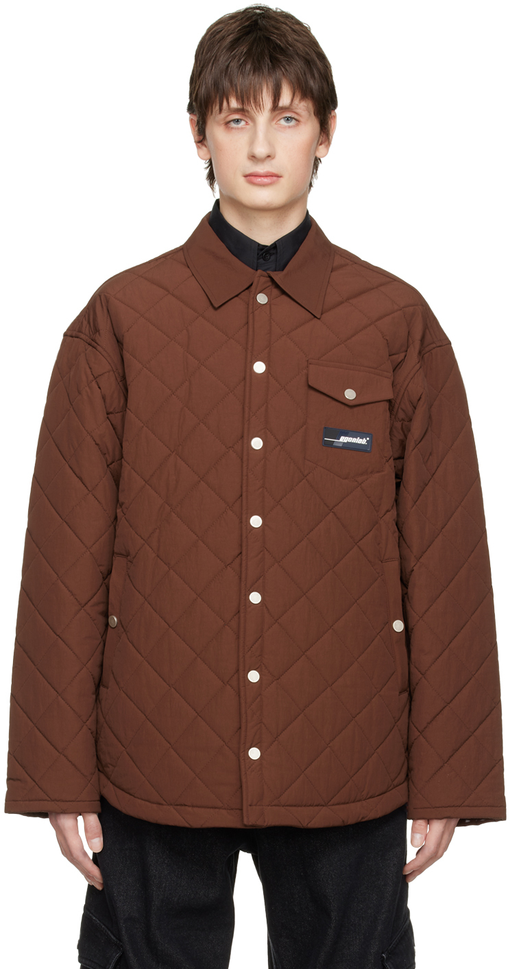 Egonlab Brown Quilted Jacket In Rust Repellent Cotto