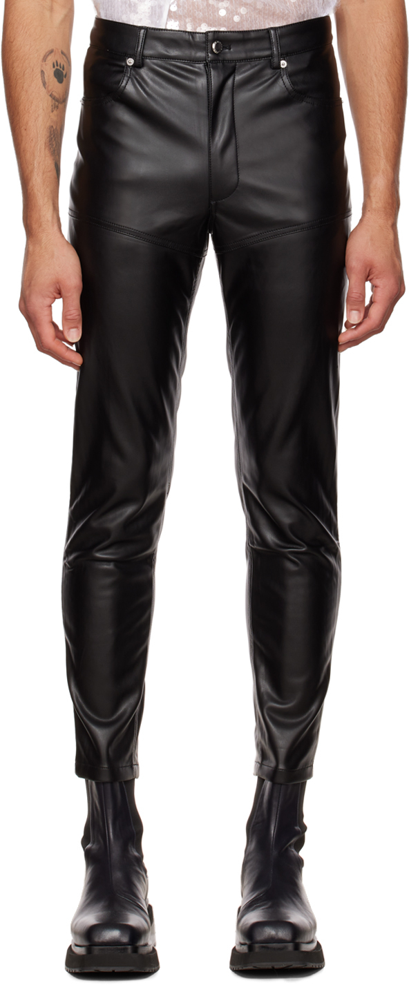 Eckhaus Latta SSENSE Exclusive Black El Faux-Leather Trousers