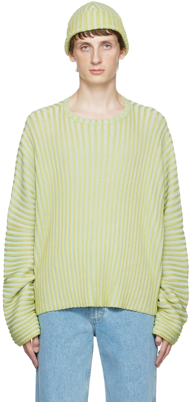 Eckhaus Latta: Green & Blue Striped Sweater | SSENSE