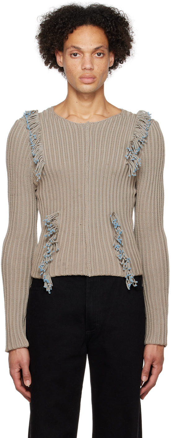 Eckhaus Latta: Taupe Fringe Sweater | SSENSE UK