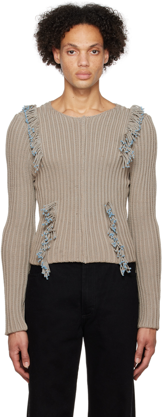 Taupe Fringe Sweater