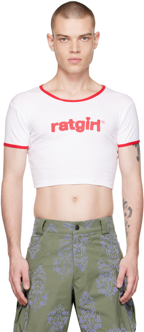 White 'Ratgirl' T-Shirt by Stray Rats on Sale