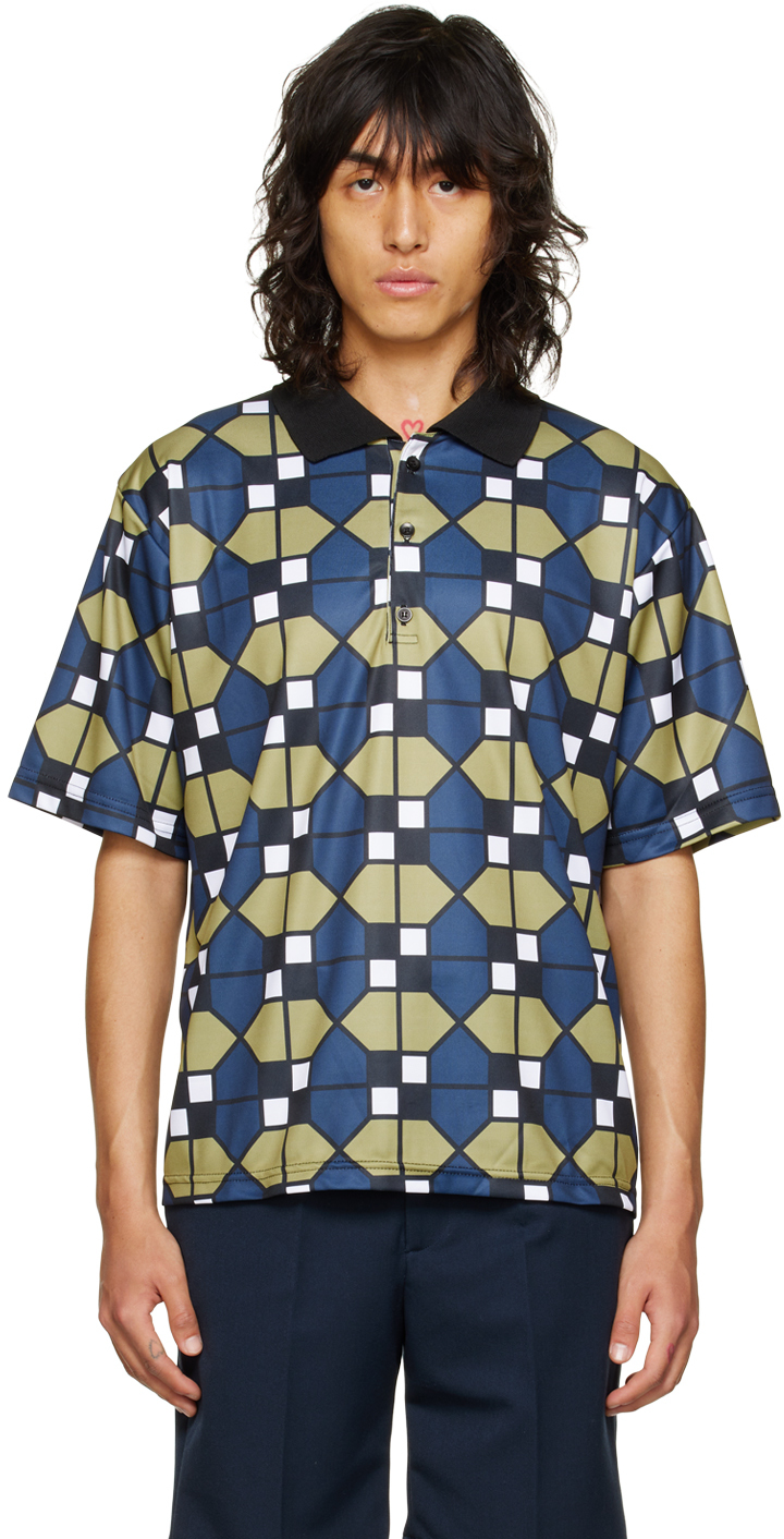 Whim Golf: Blue Pattern Polo | SSENSE UK