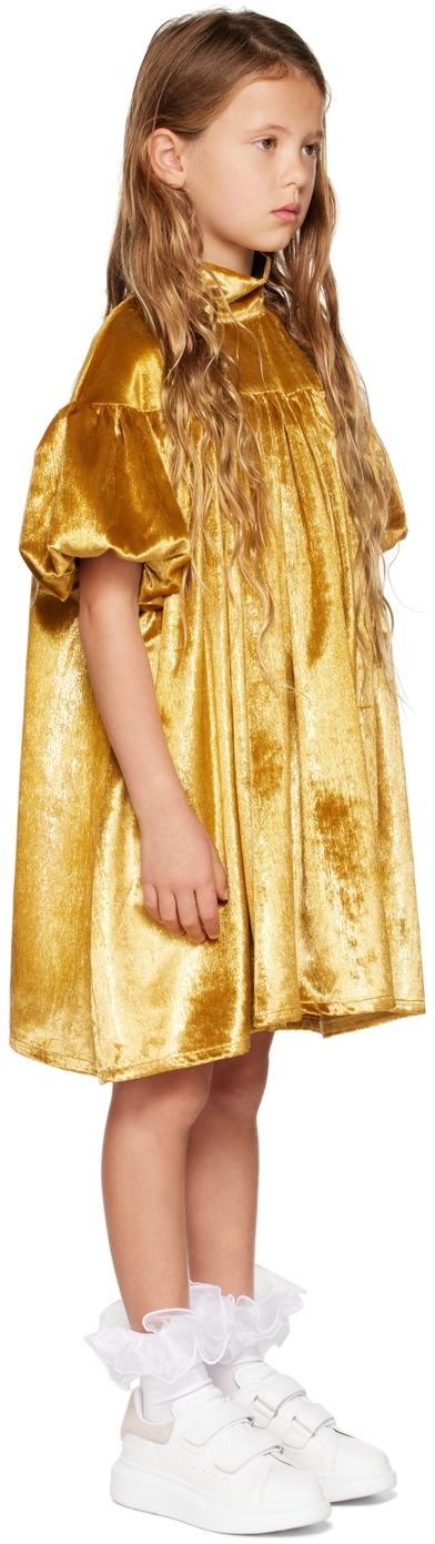 CRLNBSMNS KIDS GOLD GATHERED GLITTER DRESS