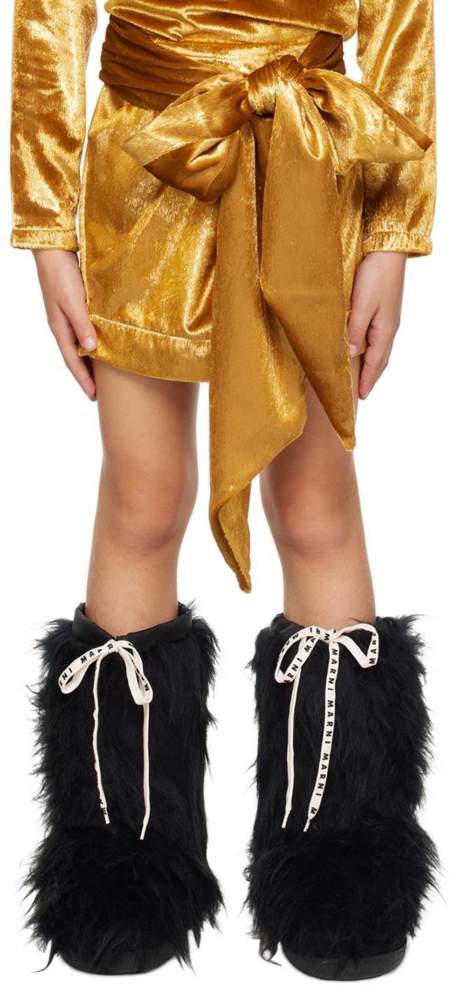 Crlnbsmns Kids Gold Bow Skirt In Glitter Gold