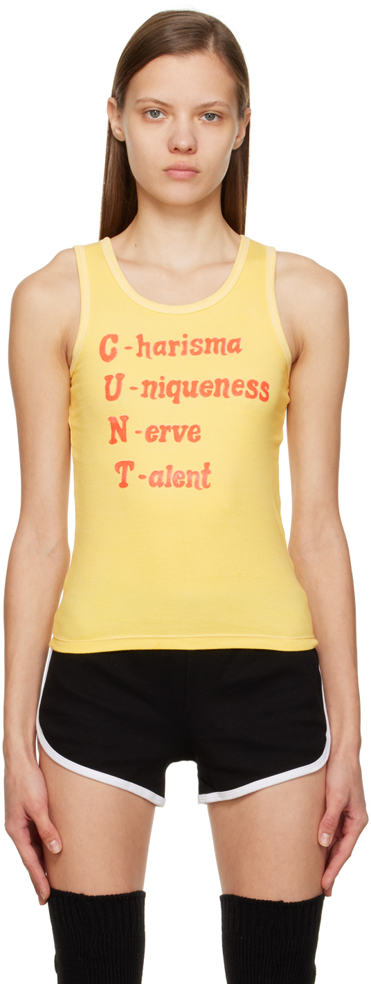 HOLLYWOOD GIFTS SSENSE EXCLUSIVE YELLOW 'C.U.N.T.' TANK TOP