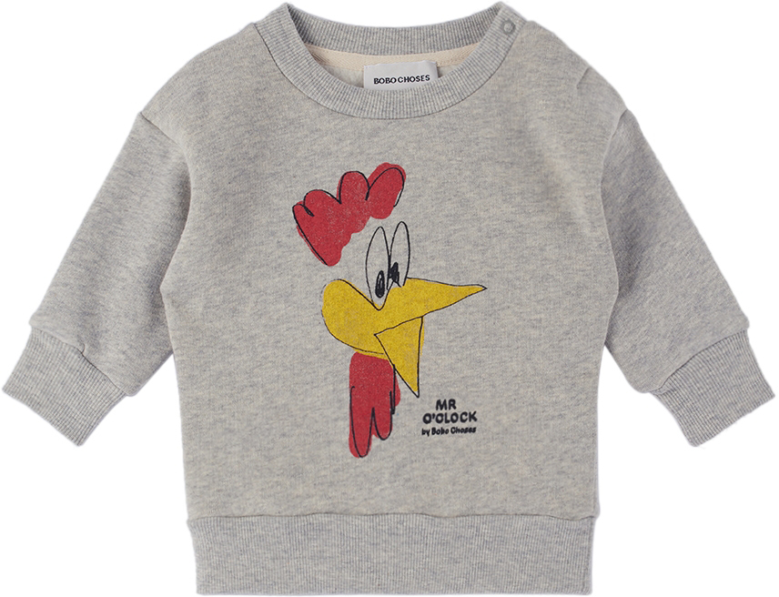 Bobo Choses Baby Gray Mr O'clock Sweatshirt
