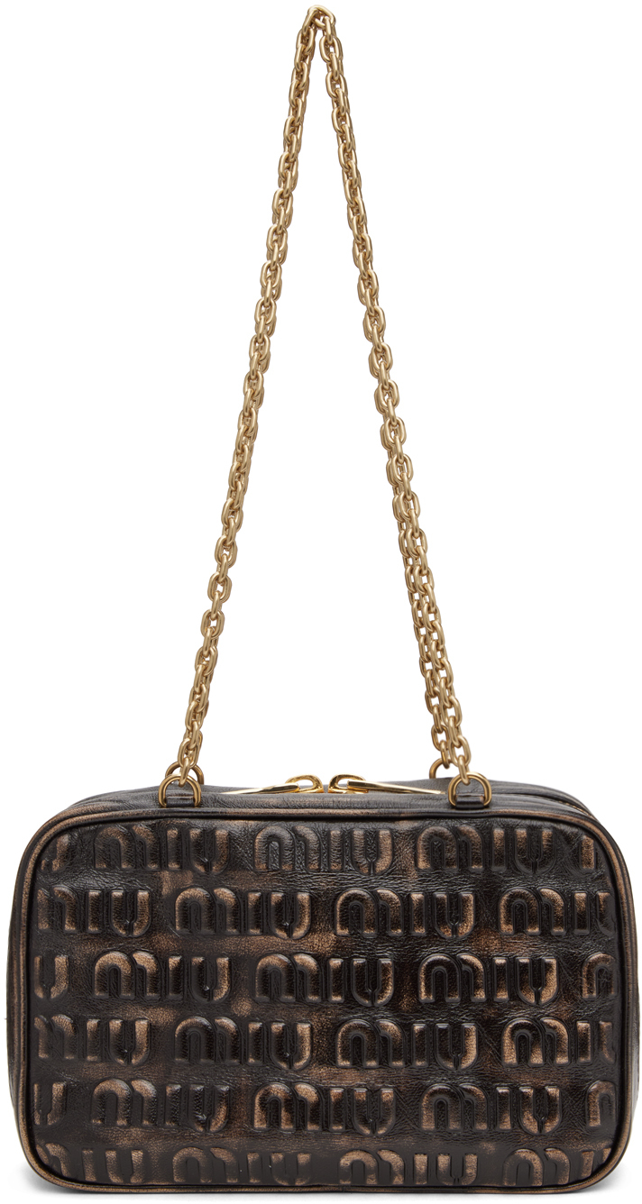 Miu Miu Brown Embossed Bag SSENSE Canada