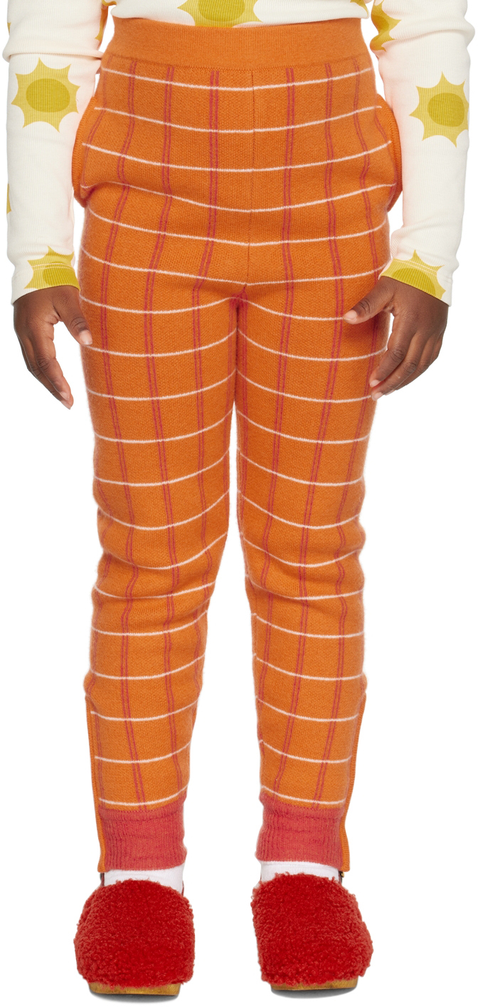 Ligne Noire Kids Orange Check Lounge Pants