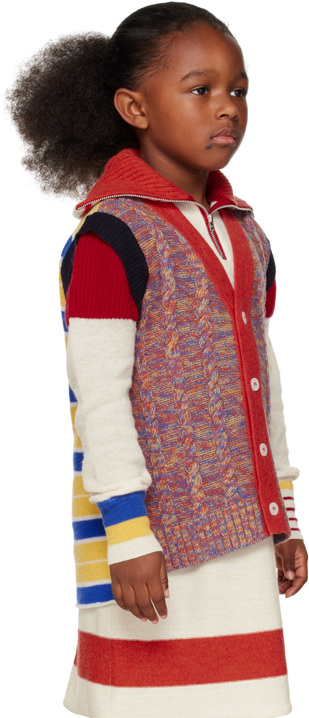 Shop Ligne Noire Kids Multicolor Melange Vest In Blue-yellow