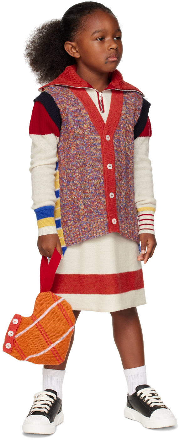 Shop Ligne Noire Kids Multicolor Melange Vest In Blue-yellow