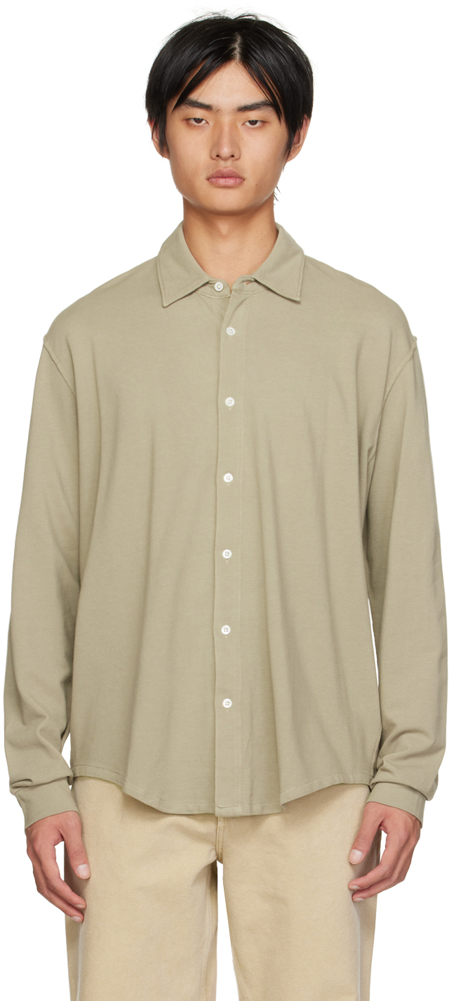 Lady White Co. Taupe Spread Collar Shirt