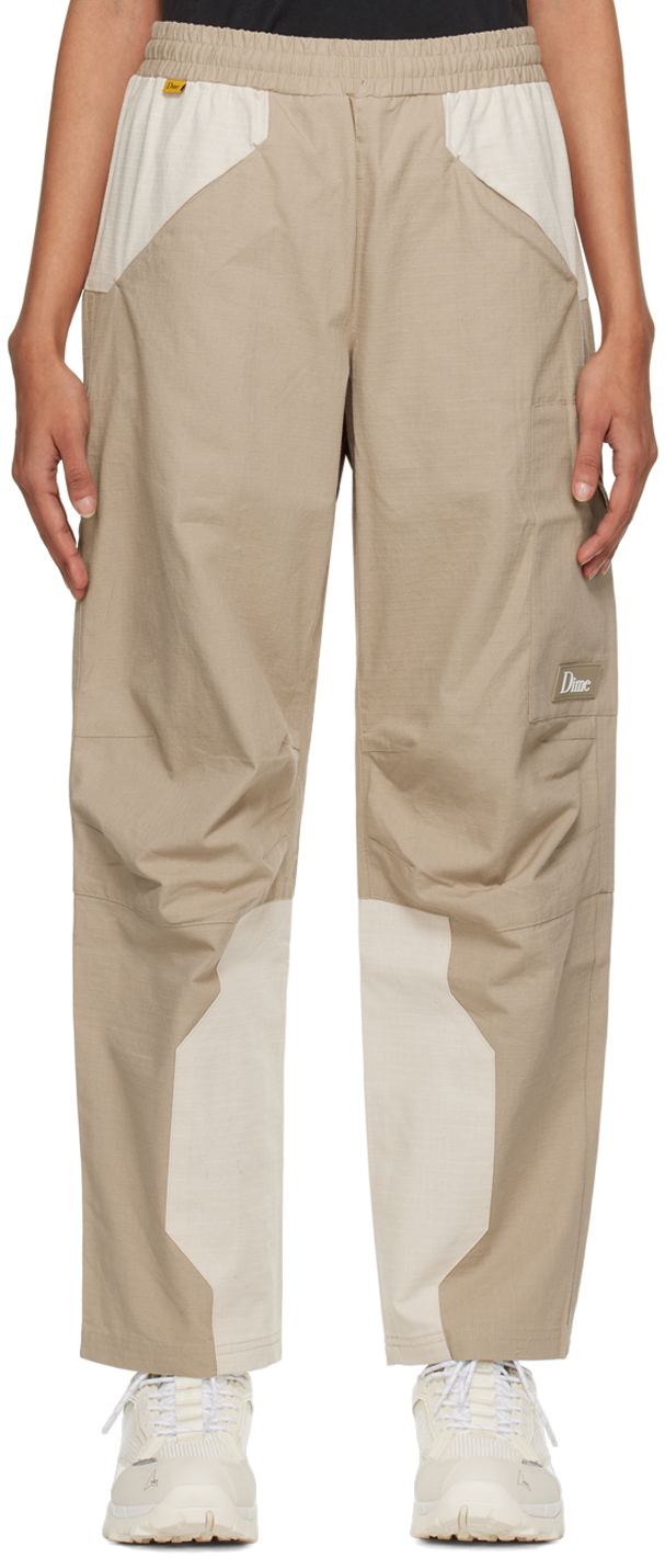 Dime Beige Paneled Trousers In Sand