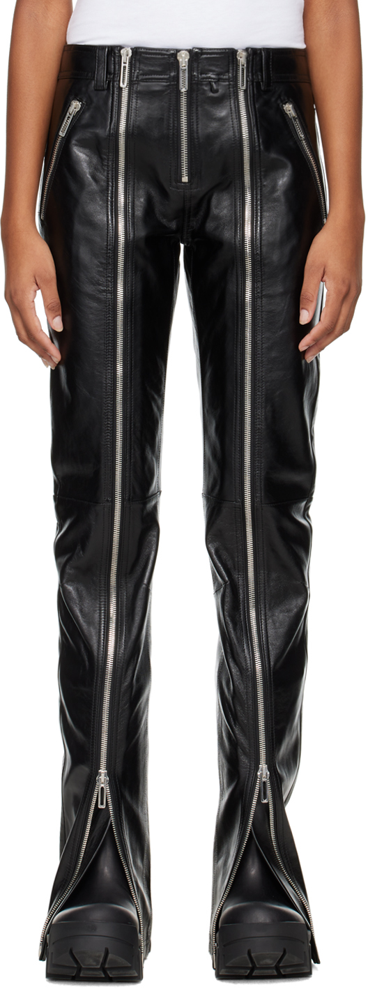 Black Spoil Zip Leather Trousers